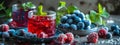 Pieces of jelly with berries. Selective focus. Royalty Free Stock Photo