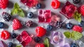 Pieces of jelly with berries. Selective focus. Royalty Free Stock Photo