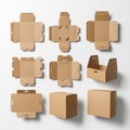 The pieces are made of brown corrugated cardboard, highlighting Royalty Free Stock Photo