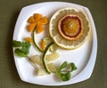 Flower of citrus fruit with mint decoration.