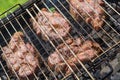 Pieces meat char-grilled over flame Royalty Free Stock Photo