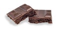 Pieces of milk aerated chocolate on a white background. chocolate isolate Royalty Free Stock Photo