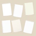 Pieces of note, notebook, copy book paper sheets stuck on brown squared background Royalty Free Stock Photo