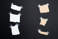 Pieces of notepaper isolated on black background Royalty Free Stock Photo