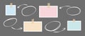 Pieces of paper glued on adhesive tape and hand drawn arrows and circles. Mood board, process flow or diagram chart Royalty Free Stock Photo