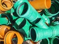 Pieces of plastic pipe in a mesh box Royalty Free Stock Photo