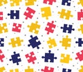 pieces puzzle seamless pattern. Colorful background games. Royalty Free Stock Photo