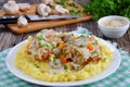 Pieces of Rabbit braised in sour cream sauce Royalty Free Stock Photo