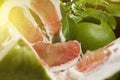 pieces of red Pomelo fruit, selective focus Royalty Free Stock Photo