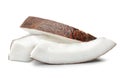 Pieces of ripe coconut on white background Royalty Free Stock Photo