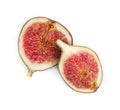 Pieces of ripe fresh fig isolated on white, top view Royalty Free Stock Photo