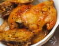 Pieces of roast chicken. nutrient food