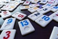 pieces of rummy placed in order on the table Royalty Free Stock Photo