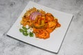 Pieces of spicy Tandoori chicken with Biryani rice. Royalty Free Stock Photo