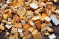 pieces of stale bread intended for recycling or animal feed Royalty Free Stock Photo