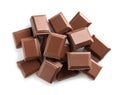 Pieces of tasty milk chocolate on white background Royalty Free Stock Photo