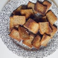 Toasted pieces of bread with salt Royalty Free Stock Photo
