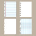 Pieces of torn paper.Set of different notebook paper. School sheets