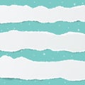 Pieces of torn white note, notebook paper strips stuck on squared turquoise background with stars pattern Royalty Free Stock Photo