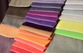 Multicolored samples of upholstery fabric for upholst