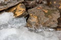 Pieces of wall with ice