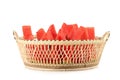pieces watermelon in basket on a white background Royalty Free Stock Photo