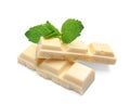 Pieces of white chocolate with mint Royalty Free Stock Photo