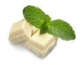 Pieces of white chocolate with mint Royalty Free Stock Photo