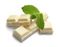 Pieces of white chocolate with mint Royalty Free Stock Photo