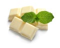 Pieces of white chocolate with mint Royalty Free Stock Photo