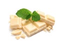 Pieces of white chocolate with mint Royalty Free Stock Photo