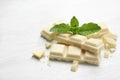 Pieces of white chocolate with mint Royalty Free Stock Photo