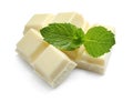 Pieces of white chocolate with mint Royalty Free Stock Photo