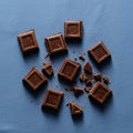 Of the pieces are whole while others are broken with chocolate Royalty Free Stock Photo