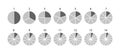 Piechart with segments and slices. Round section graph. Pie diagram template. Gray circle chart