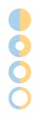 Piechart with two segments and slices. Circle and ring section template. Circular chart divided into segments