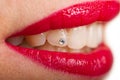 Piecing the teeth Royalty Free Stock Photo