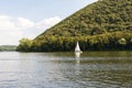 Piediluco lake with a sailing boat