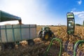 View from inside a combine harvester