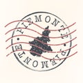 Piedmont, Italy Stamp Postal. Map Silhouette Seal. Passport Round Design. Vector Icon. Design Retro Travel. Royalty Free Stock Photo