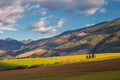 Piedmont landscape with meadows in the morning light at autumn Royalty Free Stock Photo