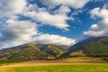 Piedmont landscape with meadows in the morning light at autumn Royalty Free Stock Photo