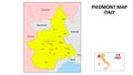 Piedmont Map. State and district map of Piedmont. Political map of Piedmont with the major district