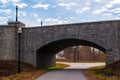 Piedmont Park Trail and stone bridge, Atlanta, USA Royalty Free Stock Photo