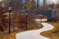 Piedmont Park Trail and stone bridge, Atlanta, USA Royalty Free Stock Photo