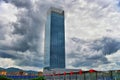 Piedmont region government and administration headquarters skyscraper under stormy cloudy sky Turin Italy