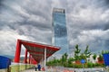 Piedmont region government and administration headquarters skyscraper under stormy cloudy sky Turin Italy