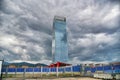 Piedmont region government and administration headquarters skyscraper under stormy cloudy sky Turin Italy