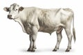 Piedmontese cow on white background, created with generative AI