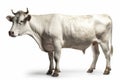 Piedmontese cow on white background, created with generative AI